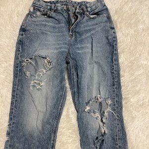 American eagle, medium blue mom jeans, size 2